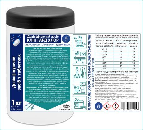 Клін Гард Хлор (300 таб/ 1кг)